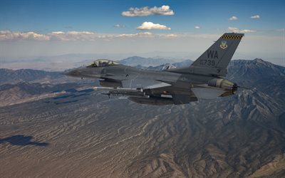 general dynamics f-16 fighting falcon, usaf, sotilaslentokone, amerikkalainen hävittäjä, f-16, usa, f-16 in the sky, sotilasilmailu