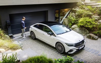 mercedes-amg eqe 53 4matic, 4k, coches eléctricos, 2022 coches, coches de lujo, coches alemanes, mercedes