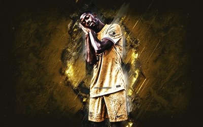 ウスマン・デンベレ, fcバルセロナ, フランスのサッカー選手, 黄金の石の背景, フットボール, ラ・リーガ, スペイン, サッカー