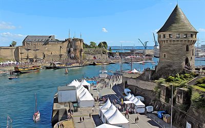 Brest, 4k, vector art, skyline cityscapes, castle, french cities, abstract cityscapes, France, Europe, creative, Brest cityscape, Brest France