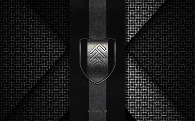 Fulham FC, Premier League, black knitted texture, Fulham FC logo, English football club, Fulham FC emblem, football, London, England