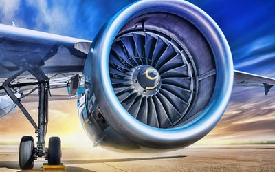 motore a turbogetto, aereo passeggeri, 4k, trasporto aereo, motore aeronautico, trasporto passeggeri, nave passeggeri