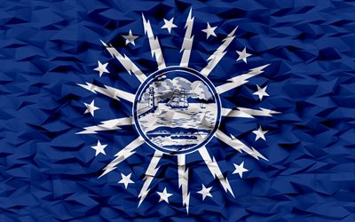 Flag of Buffalo, New York, 4k, American cities, 3d polygon background, Buffalo flag, 3d polygon texture, Day of Buffalo, 3d Buffalo flag, American national symbols, 3d art, Buffalo, USA