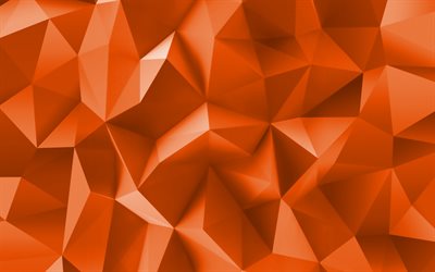 orange low poly 3D texture, fragments patterns, geometric shapes, orange abstract backgrounds, 3D textures, orange low poly backgrounds, low poly patterns, geometric textures, orange 3D backgrounds, low poly textures