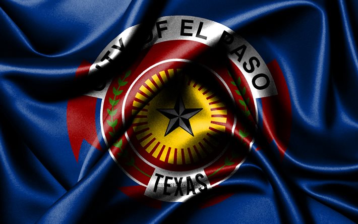 エルパソの旗, 4k, アメリカの都市, 布旗, エルパソの日, 波状の絹の旗, アメリカ合衆国, テキサスの都市, 米国の都市, テキサス州エルパソ, エルパソ