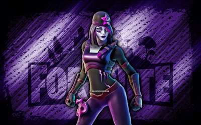 Dark Skully Fortnite, 4k, violet diagonal background, grunge art, Fortnite, artwork, Dark Skully Skin, Fortnite characters, Dark Skully, Fortnite Dark Skully Skin