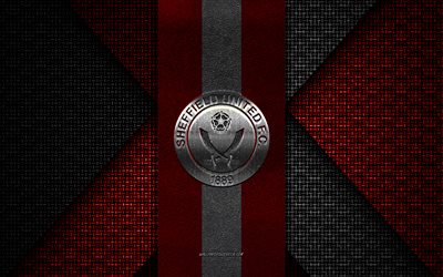 Sheffield United FC, EFL Championship, red black knitted texture, Sheffield United FC logo, English football club, Sheffield United FC emblem, football, Sheffield, England