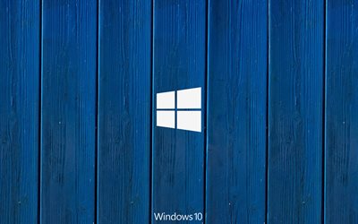 Windows 10, logo, wooden texture
