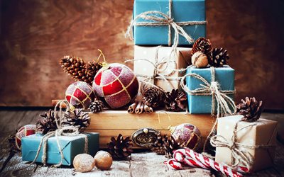 coffrets cadeaux bleus, bonne année, décorations de noël, noël, cadeaux de noël, coffrets cadeaux, cadeaux