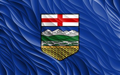 4k, Alberta flag, wavy 3D flags, canadian provinces, flag of Alberta, Day of Alberta, 3D waves, Provinces of Canada, Alberta, Canada