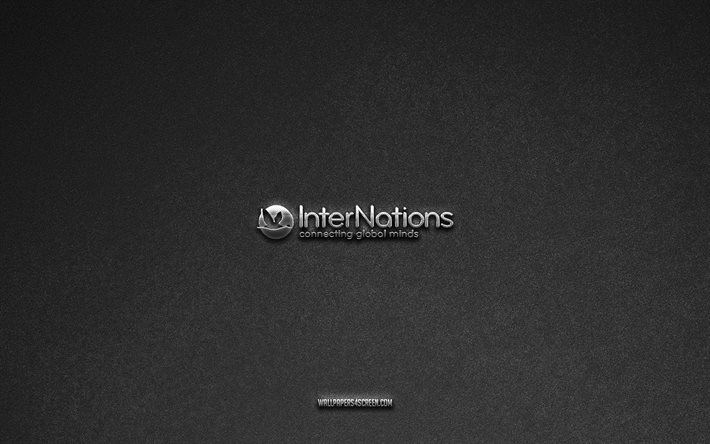 インターネーションズのロゴ, ソーシャル メディア ブランド, 灰色の石の背景, インターネーションズのエンブレム, ソーシャル メディアのロゴ, インターネーションズ, 音楽記号, internations メタルロゴ, 石のテクスチャ