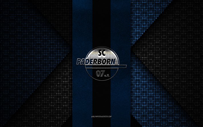 sc paderborn 07, 2 bundesliga, mavi beyaz örgü doku, sc paderborn 07 logosu, alman futbol kulübü, sc paderborn 07 amblemi, futbol, paderborn, almanya