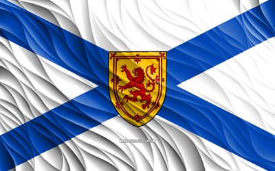 4k, علم نوفا سكوشا, أعلام 3d متموجة, المقاطعات الكندية, يوم نوفا سكوشا, موجات ثلاثية الأبعاد, مقاطعات كندا, مقاطعة نفوفا سكوشيا, كندا