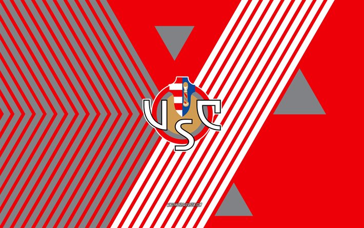 شعار us cremonese, 4k, فريق كرة القدم الإيطالي, خطوط حمراء رمادية الخلفية, كريمونيز أمريكي, دوري الدرجة الاولى الايطالي, إيطاليا, فن الخط, شعار كريمونيز الولايات المتحدة, كرة القدم, كريمونيز