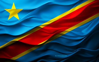 4k, demokratiska republikens flagg, afrikanska länder, 3d demokratiska republiken kongo  flagga, afrika, demokratiska republiken kongo, 3d  konsistens, nationella symboler, 3d  konst