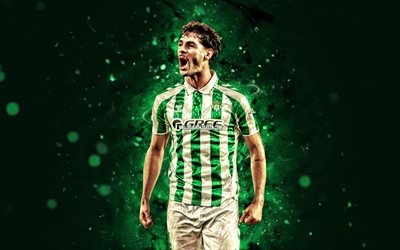 Johnny Cardoso, 4k, green neon lights, Real Betis FC, La Liga, american footballers, Johnny Cardoso 4K, football, soccer, LaLiga, Johnny Cardoso Real Betis, Real Betis Balompie