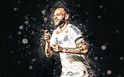 guilherme, 4k, weiße neonlichter, santos fc, brasilianische serie a, brasilianische fußballer, guilherme 4k, fußball, sfc, guilherme santos fc