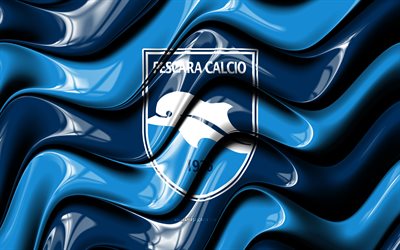 delfino pescara 3d logo, 4k, siniset 3d aallot, serie b, jalkapallo, delfino pescaran lippu, luova, delfino pescaran logo, italian jalkapalloseura, delfino pescara, delfino pescara fc