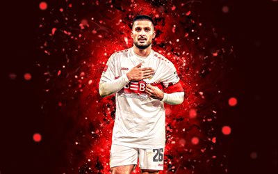 deniz undav, 4k, rote neonlichter, vfb stuttgart, bundesliga, deutsche fußballer, deniz undav 4k, fußball, stuttgarter fc, deniz undav stuttgart