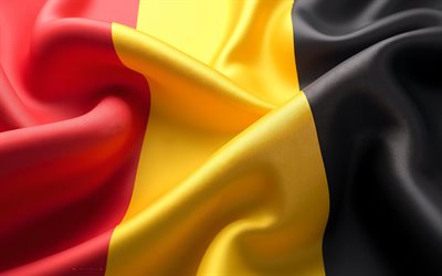 Belgian flag, 4k, flag of Belgium, silk wavy texture, Belgian wavy flag, Belgium flag, Europe, European Union, Belgium