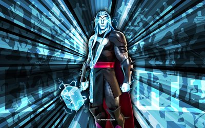4k, God of Thunder Thor, blue rays background, God of Thunder Thor Skin, God of Thunder Thor Fortnite, abstract art, Fortnite God of Thunder Thor Skin, Fortnite characters, Fortnite, creative art
