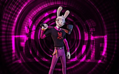máscara em guggimon fortnite, 4k, fundo espiral roxo, fortnite, criativo, máscara na pele de guggimon, máscara fortnite na pele de guggimon, máscara em guggimon, personagens fortnite
