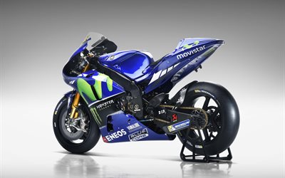 Movistar Yamaha MotoGP, sportbikes, 8k, Yamaha YZR M1, 2017 bikes, superbikes, Yamaha