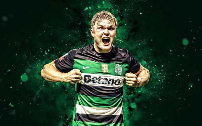 conrad mais difícil, 4k, luzes de neon verdes, cp esportivo, primeira liga, jogadores de futebol dinamarquês, conrad mais difícil 4k, futebol, liga portugal, sporting fc, sporting lisboa, conrad mais difícil esportivo