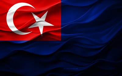 4k, Flag of Johor, District of Malaysia, 3d Johor flag, Malaysia, Johor flag, 3d texture, Day of Johor, Malaysian national symbols, 3d art, Johor District