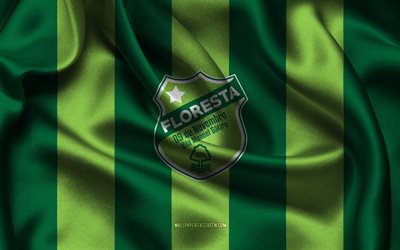 4k, logo floresta ec, tessuto di seta verde, team di calcio brasiliana, floresta ec emblem, serie brasiliana c, floresta ec, brasile, calcio, floga florasta ec, floresta fc