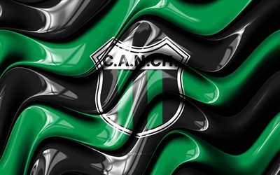 ca nueva chicago 3d logosu, 4k, siyah yeşil 3d dalgalar, primera nacional, futbol, ca nueva chicago bayrağı, yaratıcı, ca nueva chicago logosu, ca nueva chicago, arjantin futbol kulübü, nueva chicago fc