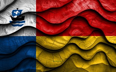 4k, bandeira de almere, cidades da holanda, bandeiras de ondas 3d de madeira, dia de almere, holanda, bandeira de madeira de almere, cidades holandesas, almere
