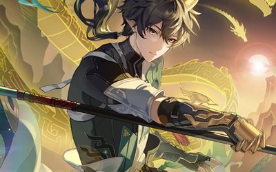 dan heng, terrae permanente, carril estelar honkai, manga japonés, personajes de anime, pilar de piedra, dux draconum, personajes de honkai star rail, carril estelar dan heng honkai