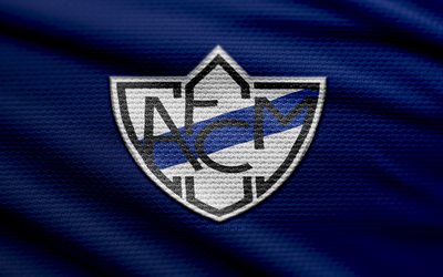 logo en tissu club ferrocarril midland, 4k, fond de tissu bleu, primera nationale, bokeh, football, logo du club ferrocarril midland, emblème du club ferrocarril midland, club ferrocarril midland, club de football argentin, ferrocarril midland fc