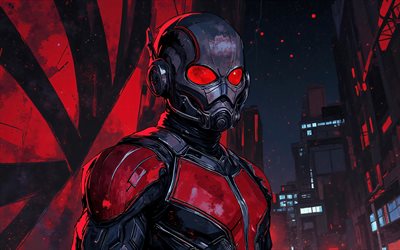 4k, homem formiga, noite, arte grunge, quadrinhos da marvel, super heróis, arte abstrata, arte do homem formiga, arte dos fãs