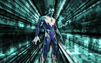 4k, korkunç, mavi ışınlar arka plan, korkunç cilt, korkunç fortnite, soyut sanat, fortnite korkusonik görünümü, fortnite karakterleri, fortnite, yaratıcı sanat