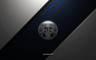 CF Montreal logo, 4k, steel background, Canadian soccer club, blue black lines, CF Montreal emblem, MLS, soccer player, CF Montreal, USA, CF Montreal metal logo, CF Montreal crest