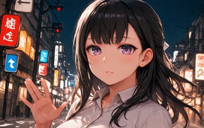 4k, maki ozé, nuit, rue, force de feu, gros plan, reine sorcière, fille du général oze, personnages d'anime, mangas, personnages des forces de feu, force de feu de maki oze