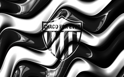Chaco For Ever 3D logo, 4k, black white 3D waves, Primera Nacional, football, Chaco For Ever flag, creative, Chaco For Ever logo, Chaco For Ever, Argentine football club, soccer, Chaco For Ever FC