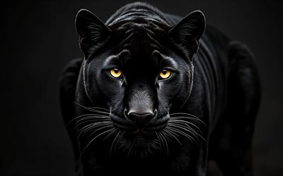 pantera negra, oscuridad, animales salvajes, depredadores, ojos de un depredador, mirada de un depredador, panteras