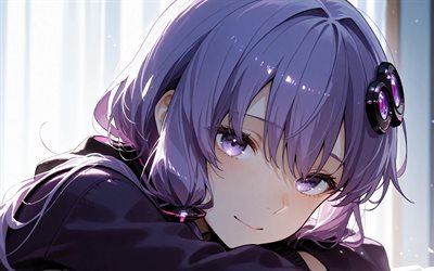 yuzuki yukari, 4k, nahaufnahme, vocaloid, porträt, mädchen mit lila haaren, protagonist, manga, vocaloid charaktere, japanische virtuelle sänger, yuzuki yukari vocaloid