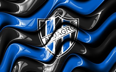 Club Almagro 3D logo, 4k, black blue 3D waves, Primera Nacional, football, Club Almagro flag, creative, Club Almagro logo, Club Almagro, Argentine football club, soccer, Almagro FC