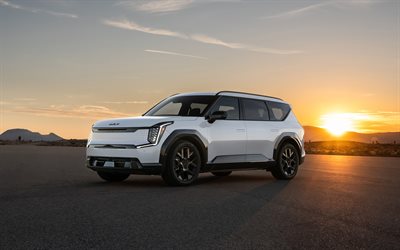 2026, kia ev9, 4k, ön görünüm, dış, elektrikli geçit, beyaz kia ev9, yeni kia ev9 2026, elektrikli arabalar, güney kore arabaları, kia