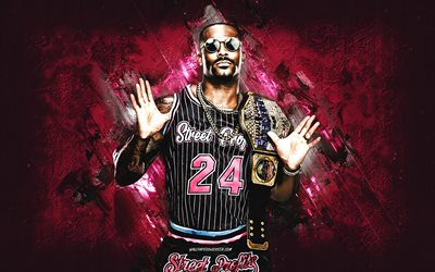 Montez Ford, WWE, American wrestler, pink stone background, portrait, WWE Champion, grunge art, USA, wrestling, Kenneth Crawford, Montez Ford WWE, World Wrestling Entertainment