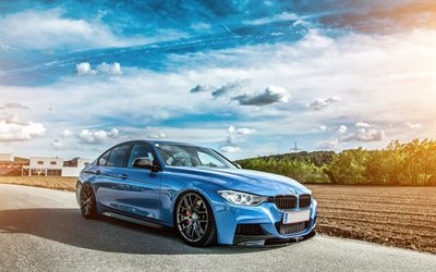 la velocidad de 2015 BMW 3-series, F30, sedanes, azul bmw, carretera