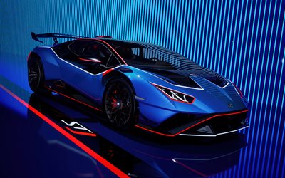 lamborghini huracan stj, 4k, hypercars, 2024 voitures, supercars, blue lamborghini huracan, 2024 lamborghini huracan, voitures italiennes, lamborghini
