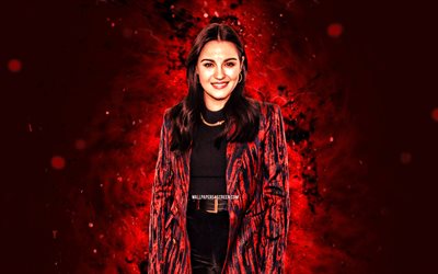 maite perroni, 4k, luces de neón rojo, actriz mexicana, estrellas de cine, hollywood, belleza, celebridad mexicana, actriz popular, maite perroni 4k