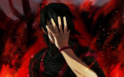 kageaki minato, flammes de feu, daemon muramasa à part, manga, personnages d'anime, soukou akki muramasa, kageaki minato full metal daemon muramasa