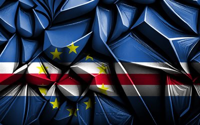 علم كابو فيردي, 4k, ثلاثي الأبعاد الملمس الإبداعي, علامة كابو فيردي 3d, أفريقيا, العلم كابو فيردي, الفن ثلاثي الأبعاد, كابو فيردي, علم البلدان الأفريقية