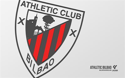 شعار بلباو الرياضي, 4k, خلفية حمراء, فن الكربون, نادي كرة القدم الأسباني, لا ليجا, إسبانيا, الرياضي بلباو, كرة القدم, bilboko athletic kluba
